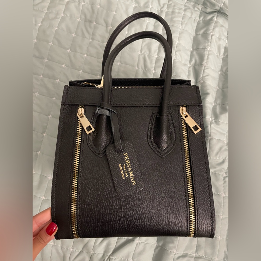 NWOT Persaman New York Black Satchel with Structured Design